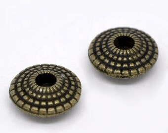 70 Bronze Tone Saucer Spacer Beads 8x4mm