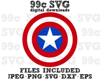 Captain America Shield SVG DXF Png Vector Cut File Cricut Design Silhouette Vinyl Decal Marvel Party Stencil Template Heat Transfer Iron