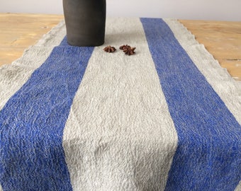 Table Runner, Blue Striped Table Runner, Beige Striped Table Runner
