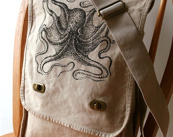 Octopus Canvas Messenger Bag Laptop Bag