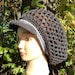 Mesh Visor Slouchy Tam in dark grey with white stripes in an adult large
