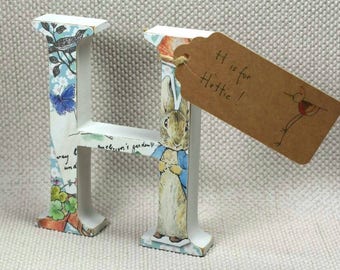 Handpainted Peter Rabbit Nursery Letters with Name Tag. Great for Baby Showers & Christening Gifts + Free Gift Wrapping!