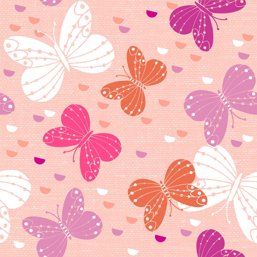 Pink Butterfly Cotton Fabric. Pink Butterfly craft fabric