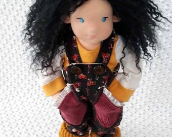 Waldorf doll, natural fiber art doll, Waldorf inspired doll, 12" doll, handmade Waldorf doll, organic Waldorf doll