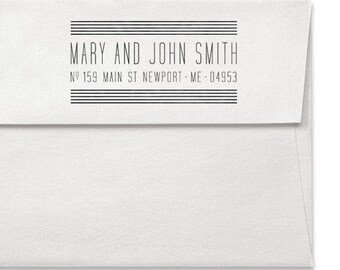 Custom Address Stamp, Self Ink Return Address Stamp, Custom Address Stamps, Wood Mounted Stamps, House Address Stamp, Art Deco Address Stamp