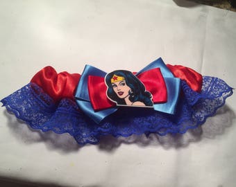 DC Wonder Woman Wedding Garter - Handmade