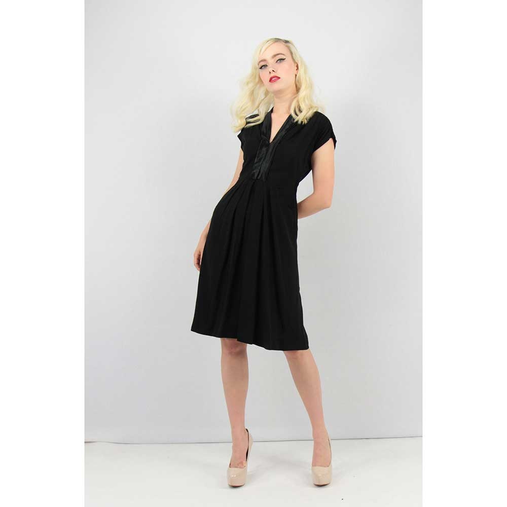 1940s dress / Vintage little black dress / 40s dress / Rayon