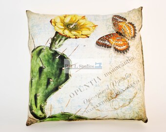 Prickly Pear Cactus with Butterfly