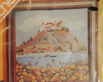 Vintage Spinnerin Stitchery Kit Tryolean Scene FREE Shipping USA
