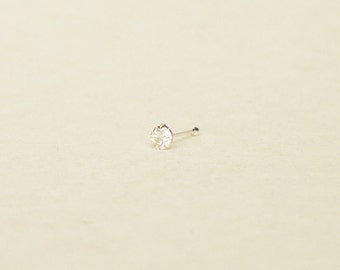 2.5 mm - Small Clear Crystal Rhinestone 925 Sterling Silver Nose Studs Hypoallergenic Nose Stud Cartilage Stud