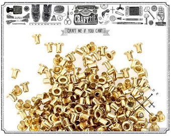 200pcs 2MM Hole Tiny GOLD Grommets Eyelets Self Backing for Bead Cores, Clothes, Leather, Canvas