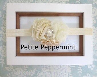 Ivory Baby headband, baby girl headband, newborn headband, toddler headband, Ivory Bow Headband, Ivory Baby Hair Bow, Ivory Bow