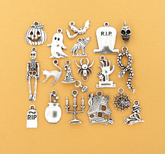 Halloween Charm Collection Deluxe Antique Silver Tone 18