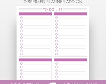 To-Do List Pages Dispersed Throughout Months