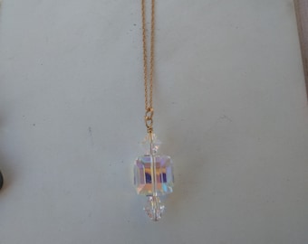 Crystal Cube Necklace in 14k Gold Fill