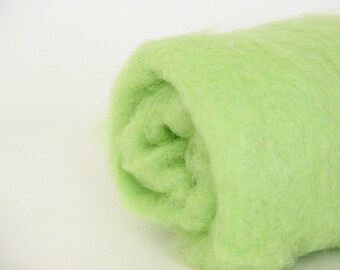 Needle felting wool, 1 oz, chlorophyll - lime green wool. Maori wool blend of coopworth and corriedale. Green felting wool. Carded wool.