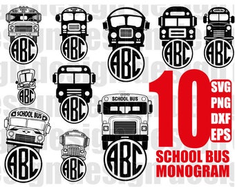 SCHOOL BUS MONOGRAM svg, bus monogram svg, back to school svg, school bus svg, cricut clipart, stencil, vinyl cut files, iron on files