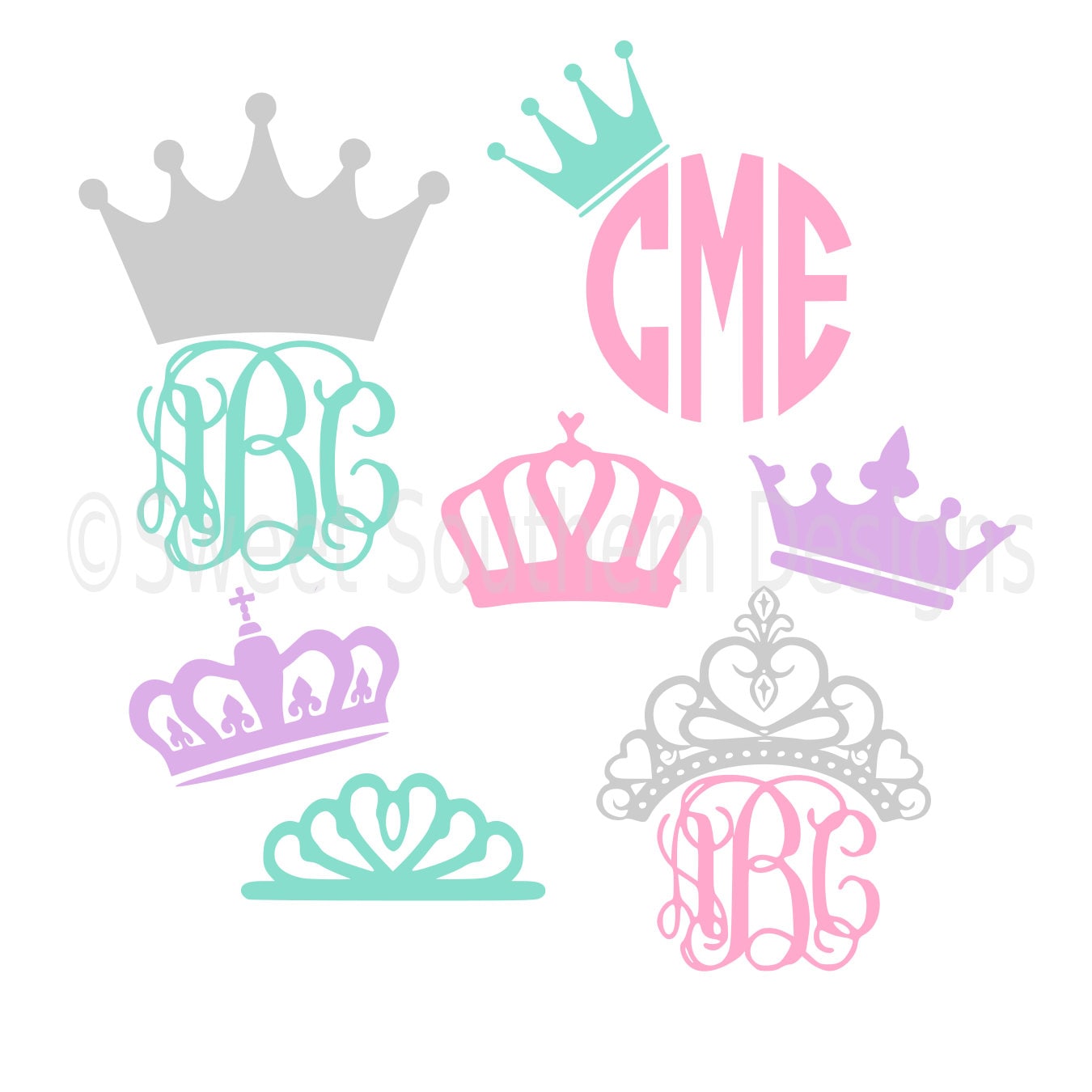 Download Monogram tiara crown SVG instant download design for cricut or