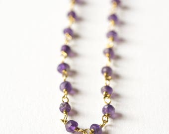 Silver plated 18 k gold and Amethyst chain necklace