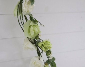 Rose, Vines and Foliage Garland - Cream