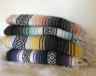 Authentic Mexican Serape Blanket/Vintage Falsa Blanket/Mexican Falsa Throw/Mexican Blanket/Colorful Blanket/Southwestern Blanket/Yoga Throw