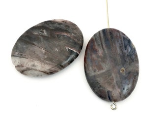 2 red giraffe jasper stone beads,25mm x 35 mm / #PP 079