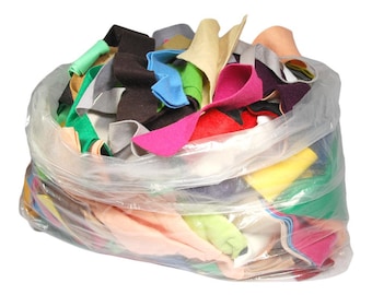 Acrylic Craft Felt Grab Bag - Assorted Colours and Piece Sizes, Multiple Bag Sizes Available, Felt Scrap Bag