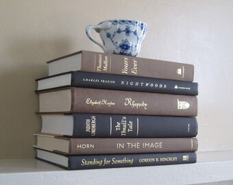 Decorative Books in Black and Brown, Book Bundle, Wedding Centerpiece, Books by Color, Shelf Decor, Mantel Decor, Brown Books, Book Stack