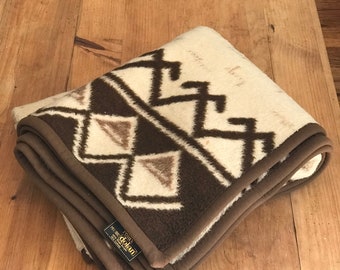 Vintage IBENA Southwestern Reversible Acrylic Dolan Blanket | 80 x 60 Ibena Dolan blanket | Southwestern Blanket | Vintage Aztec Blanket
