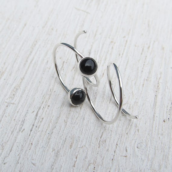 Earrings for Two Holes / Argentium Silver Hoops / Double