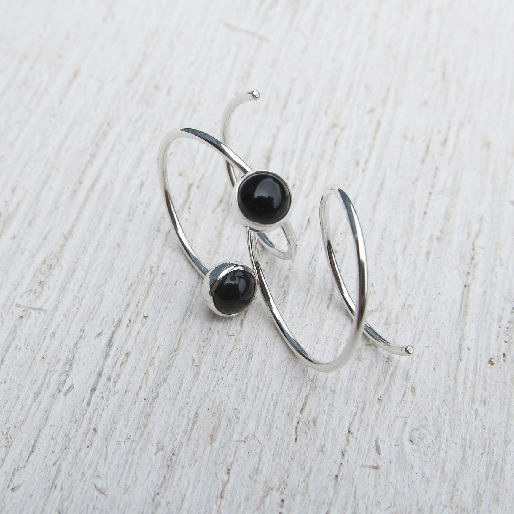 Earrings for Two Holes / Argentium Silver Hoops / Double
