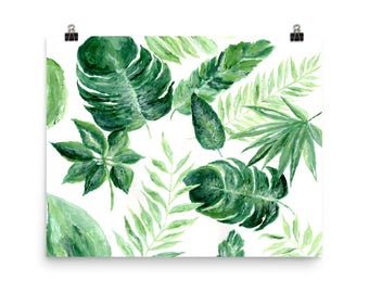 Tropical leaves art | Etsy