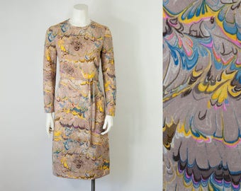 70s Vintage GOLDWORM Italian Wool Knit Belted Midi Dress (S)
