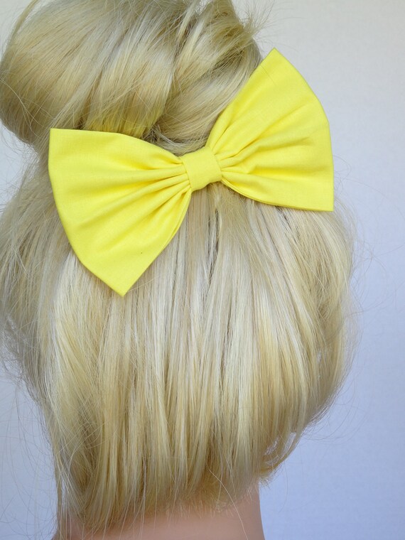 Items similar to Bright Yellow Hair Bow for girls hairbow bows for hair