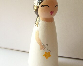 Hand Painted Love Boxes Christmas Angel Birthday Fairy White Wood Peg Doll