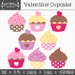 Valentine Cupcake Clipart, Valentine Clipart,Cupcake clip art,Commercial use,Digital Clip Art,Baking clipart,Instant Download,V