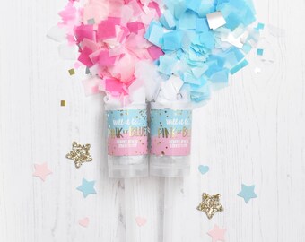 Pink or Blue, Girl or Boy Gender Reveal Confetti Pop, Confetti Popper, Confetti Push-Pop