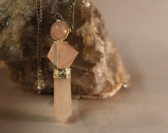 Rose Quartz Pendulum six sided #162