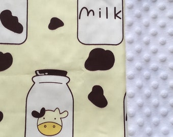 Milk bottle customize baby blanket, Cow baby blanket, Minky baby blanket, Baby sleeper blanket, Breathable baby blanket