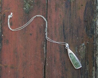 Kyanite necklace | handmade jewelry | green Kyanite | sterling silver pendant | rough gemstone pendant | raw gemstone jewelry | bohemian |