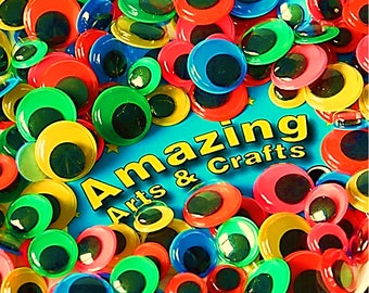 500 Wiggle Googly Wiggly Eyes with Coloured Backgrounds, Assorted sizes and colours 10mm 12mm 15mm