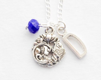 Zen Necklace Silver Goldfish Necklace Asian Koi Necklace Fish Charm Necklace Fish Necklace Silver Fish Pond Necklace Birthstone necklace