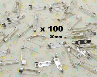 100 x brooch pin metal seam 20mm / 5mm