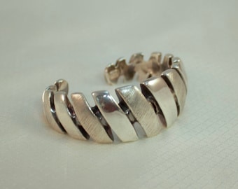 Italian Designer Brushed Sterling Modernist Cuff Bracelet, 7 - 7-1/4" Bracelet