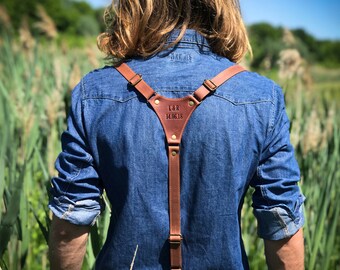 Personalized leather suspenders leather suspenders with Monogram wedding suspenders mens braces for grooms suspenders Groomsmen gift retro
