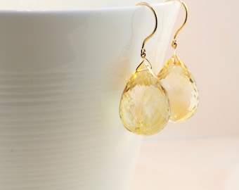 Citrine Briolette Dangle Earrings