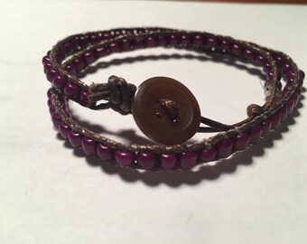 Purple Bead Wrap Bracelet