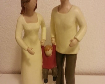 Statue of Mother, Father, and Child - approximately 12 1/2 inches tall