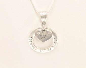 Forever In My Heart Remembrance Pendant on Silver Chain, Gift For Her, Gift For Mom, Memory Necklace, In Remembrance, Sympathy Gift