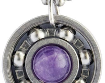Amethyst Roller Derby Skate Bearing Pendant Necklace
